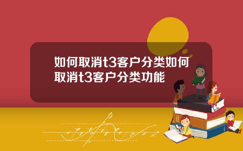 如何取消t3客户分类如何取消t3客户分类功能