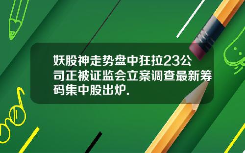 妖股神走势盘中狂拉23公司正被证监会立案调查最新筹码集中股出炉.
