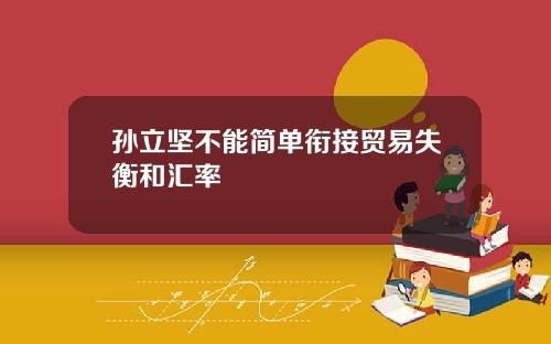 孙立坚不能简单衔接贸易失衡和汇率