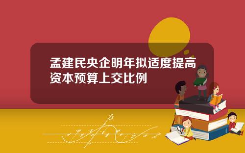 孟建民央企明年拟适度提高资本预算上交比例