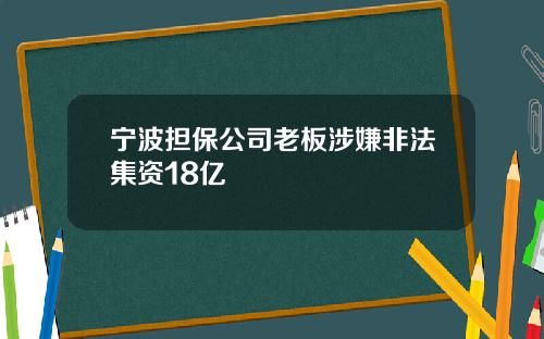 宁波担保公司老板涉嫌非法集资18亿