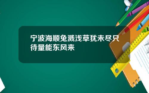 宁波海顺兔溅浅草犹未尽只待量能东风来