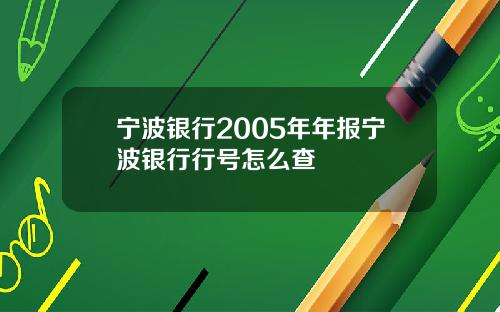 宁波银行2005年年报宁波银行行号怎么查