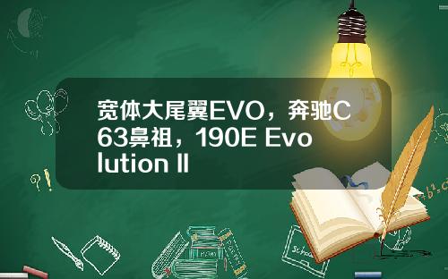 宽体大尾翼EVO，奔驰C63鼻祖，190E Evolution II