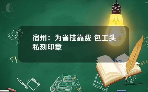 宿州：为省挂靠费 包工头私刻印章