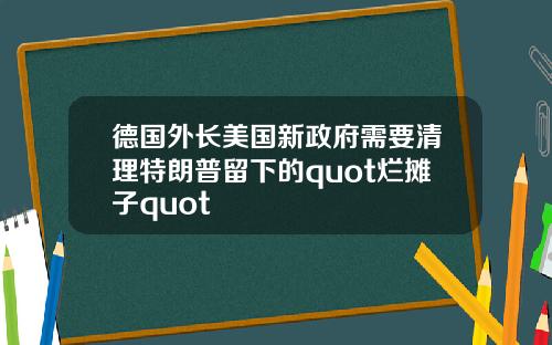 德国外长美国新政府需要清理特朗普留下的quot烂摊子quot