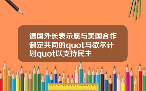德国外长表示愿与美国合作制定共同的quot马歇尔计划quot以支持民主