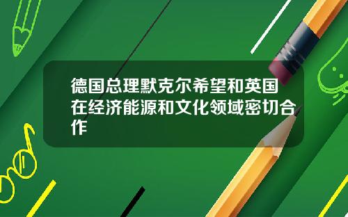 德国总理默克尔希望和英国在经济能源和文化领域密切合作