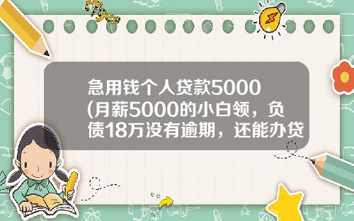急用钱个人贷款5000 (月薪5000的小白领，负债18万没有逾期，还能办贷款么？)