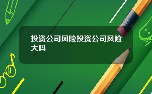 投资公司风险投资公司风险大吗