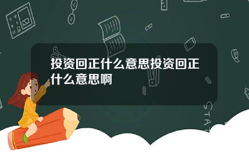 投资回正什么意思投资回正什么意思啊