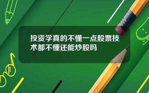投资学真的不懂一点股票技术都不懂还能炒股吗
