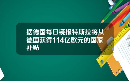 据德国每日镜报特斯拉将从德国获得114亿欧元的国家补贴