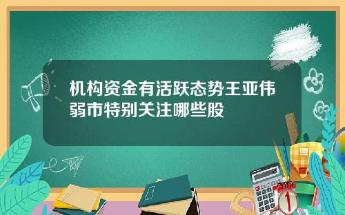 机构资金有活跃态势王亚伟弱市特别关注哪些股