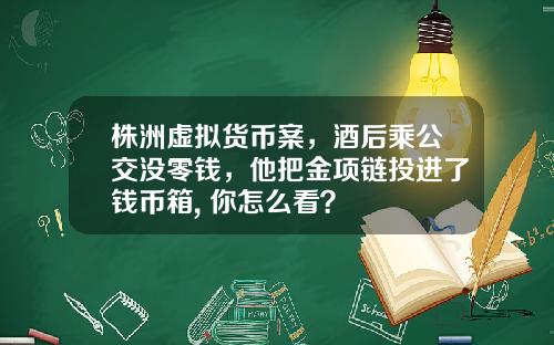 株洲虚拟货币案，酒后乘公交没零钱，他把金项链投进了钱币箱, 你怎么看？