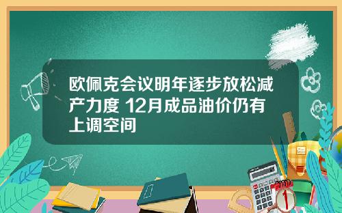 欧佩克会议明年逐步放松减产力度 12月成品油价仍有上调空间