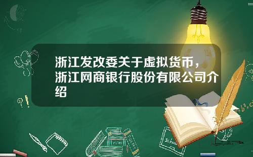 浙江发改委关于虚拟货币，浙江网商银行股份有限公司介绍