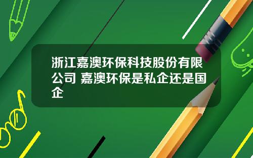 浙江嘉澳环保科技股份有限公司 嘉澳环保是私企还是国企