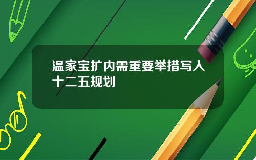温家宝扩内需重要举措写入十二五规划