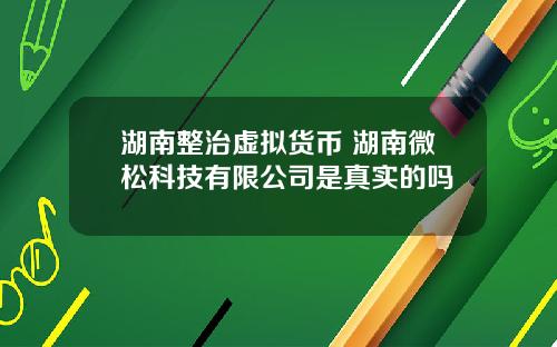 湖南整治虚拟货币 湖南微松科技有限公司是真实的吗