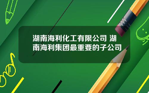 湖南海利化工有限公司 湖南海利集团最重要的子公司