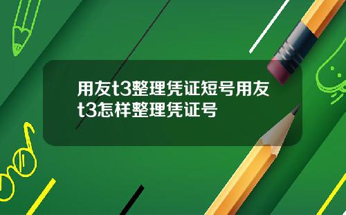 用友t3整理凭证短号用友t3怎样整理凭证号