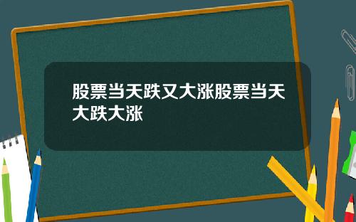 股票当天跌又大涨股票当天大跌大涨