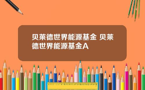 贝莱德世界能源基金 贝莱德世界能源基金A