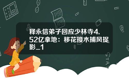 释永信弟子回应少林寺4.52亿拿地：移花接木捕风捉影_1