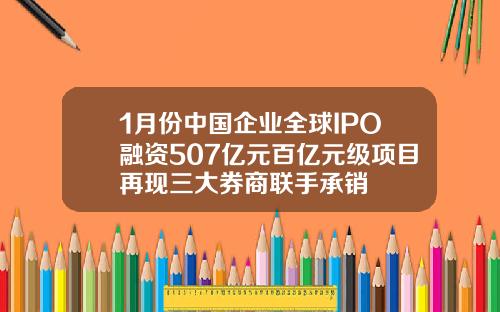 1月份中国企业全球IPO融资507亿元百亿元级项目再现三大券商联手承销
