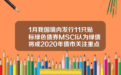 1月我国境内发行11只贴标绿色债券MSCI认为绿债将成2020年债市关注重点