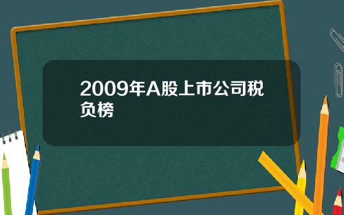2009年A股上市公司税负榜