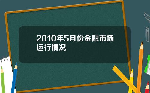2010年5月份金融市场运行情况