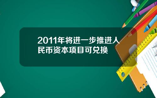 2011年将进一步推进人民币资本项目可兑换