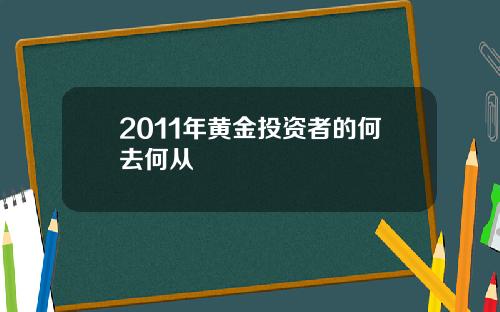 2011年黄金投资者的何去何从