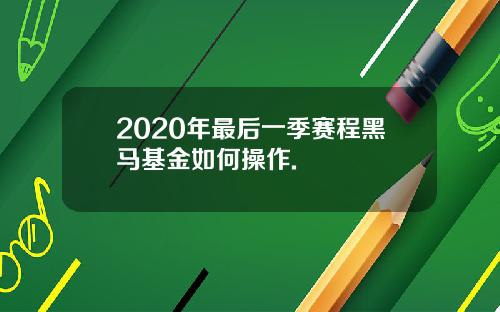 2020年最后一季赛程黑马基金如何操作.