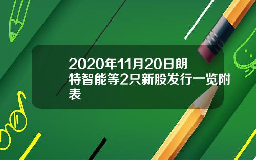 2020年11月20日朗特智能等2只新股发行一览附表
