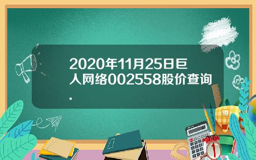 2020年11月25日巨人网络002558股价查询.