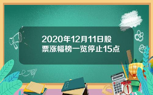 2020年12月11日股票涨幅榜一览停止15点