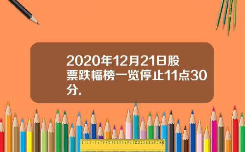 2020年12月21日股票跌幅榜一览停止11点30分.