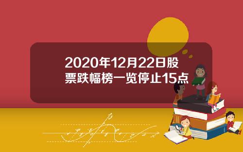 2020年12月22日股票跌幅榜一览停止15点
