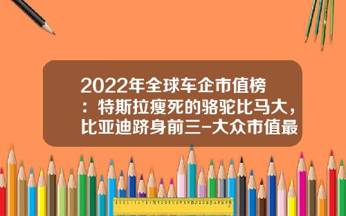 2022年全球车企市值榜：特斯拉瘦死的骆驼比马大，比亚迪跻身前三-大众市值最高多少【新闻】.