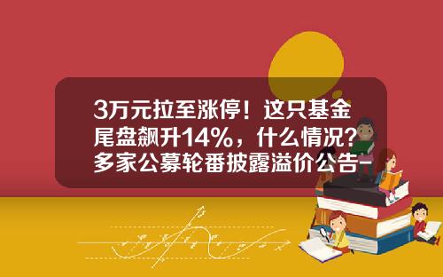3万元拉至涨停！这只基金尾盘飙升14%，什么情况？多家公募轮番披露溢价公告-基金折溢价