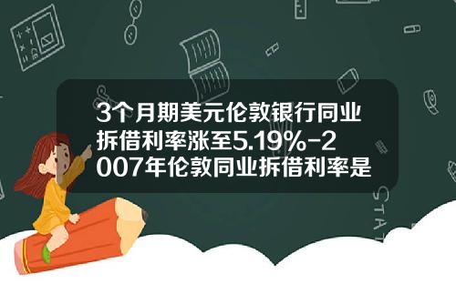 3个月期美元伦敦银行同业拆借利率涨至5.19%-2007年伦敦同业拆借利率是多少