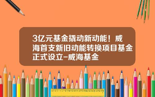 3亿元基金撬动新动能！威海首支新旧动能转换项目基金正式设立-威海基金