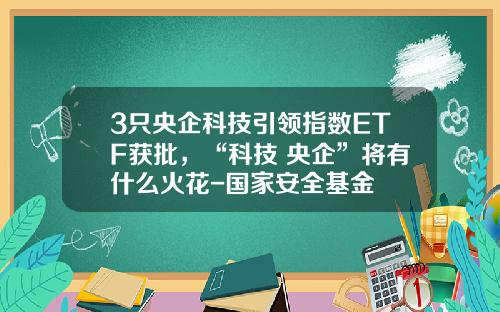 3只央企科技引领指数ETF获批，“科技+央企”将有什么火花-国家安全基金