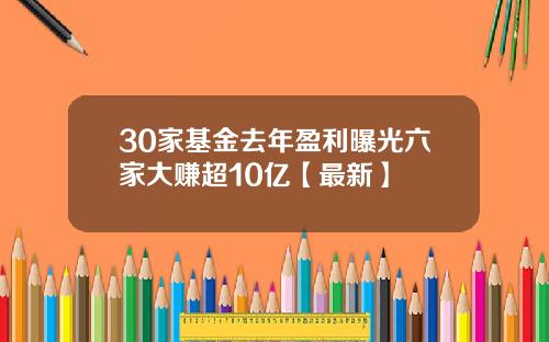 30家基金去年盈利曝光六家大赚超10亿【最新】