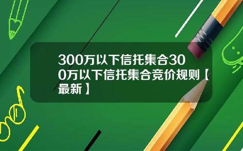 300万以下信托集合300万以下信托集合竞价规则【最新】