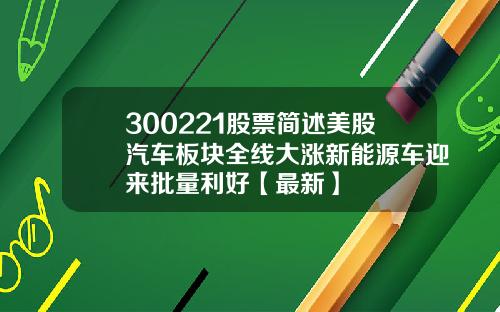 300221股票简述美股汽车板块全线大涨新能源车迎来批量利好【最新】