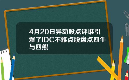 4月20日异动股点评谁引爆了IDC不雅点股盘点四牛与四熊